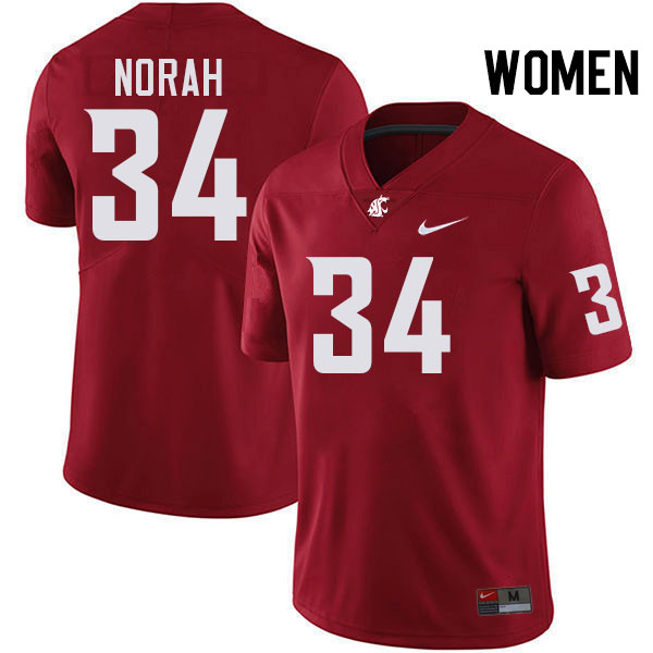 Women #34 Cole Norah Washington State Cougars College Football Jerseys Stitched-Crimson